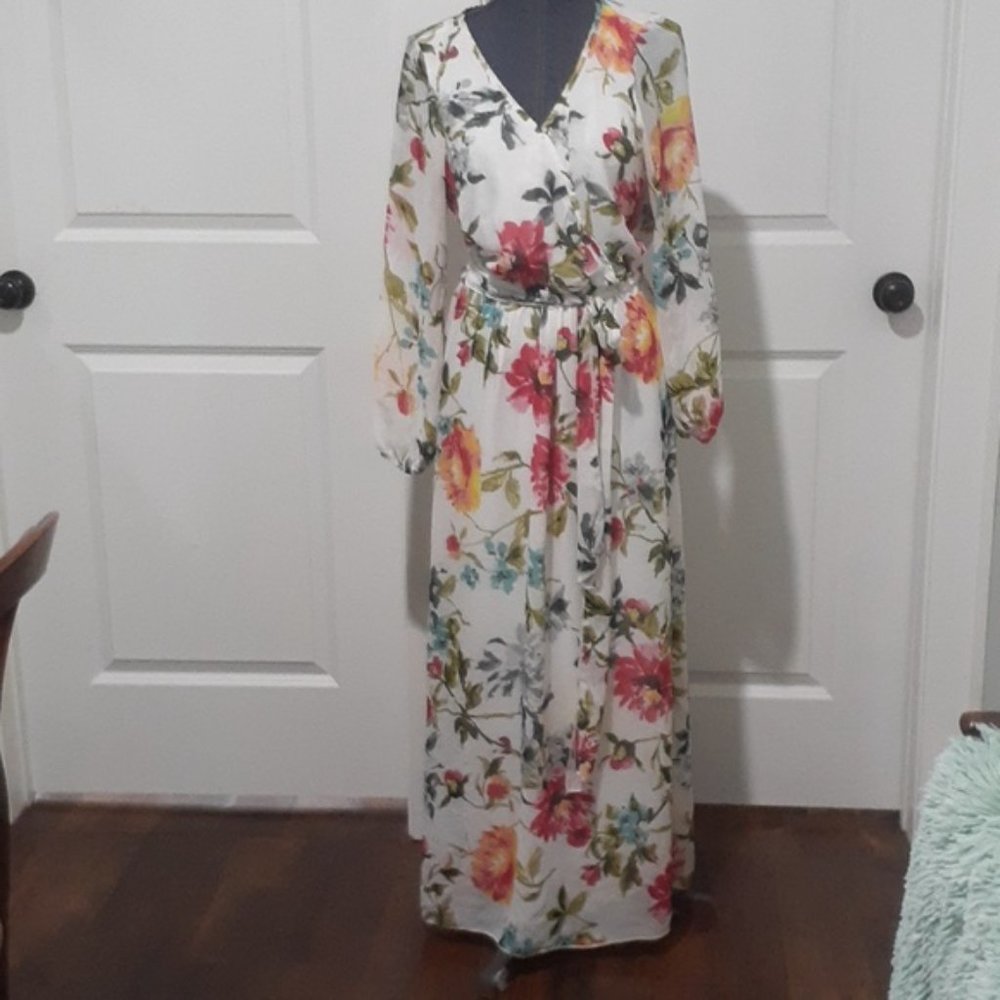 Expresso Floral Dress Sheer With Lining Maxi Flowers - Picture 3 of 10